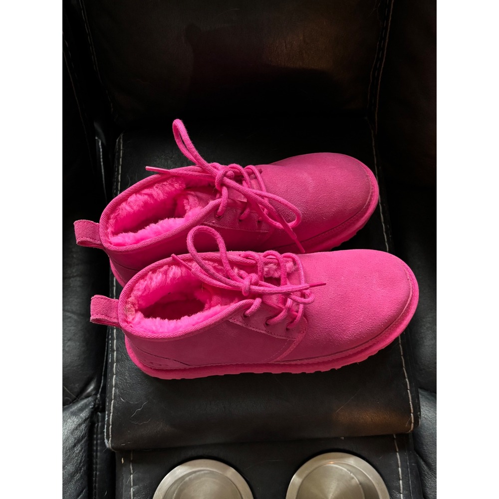 UGG Neumel Rock Rose Pink Suede Lace Up Sheepskin Boots 1094269
